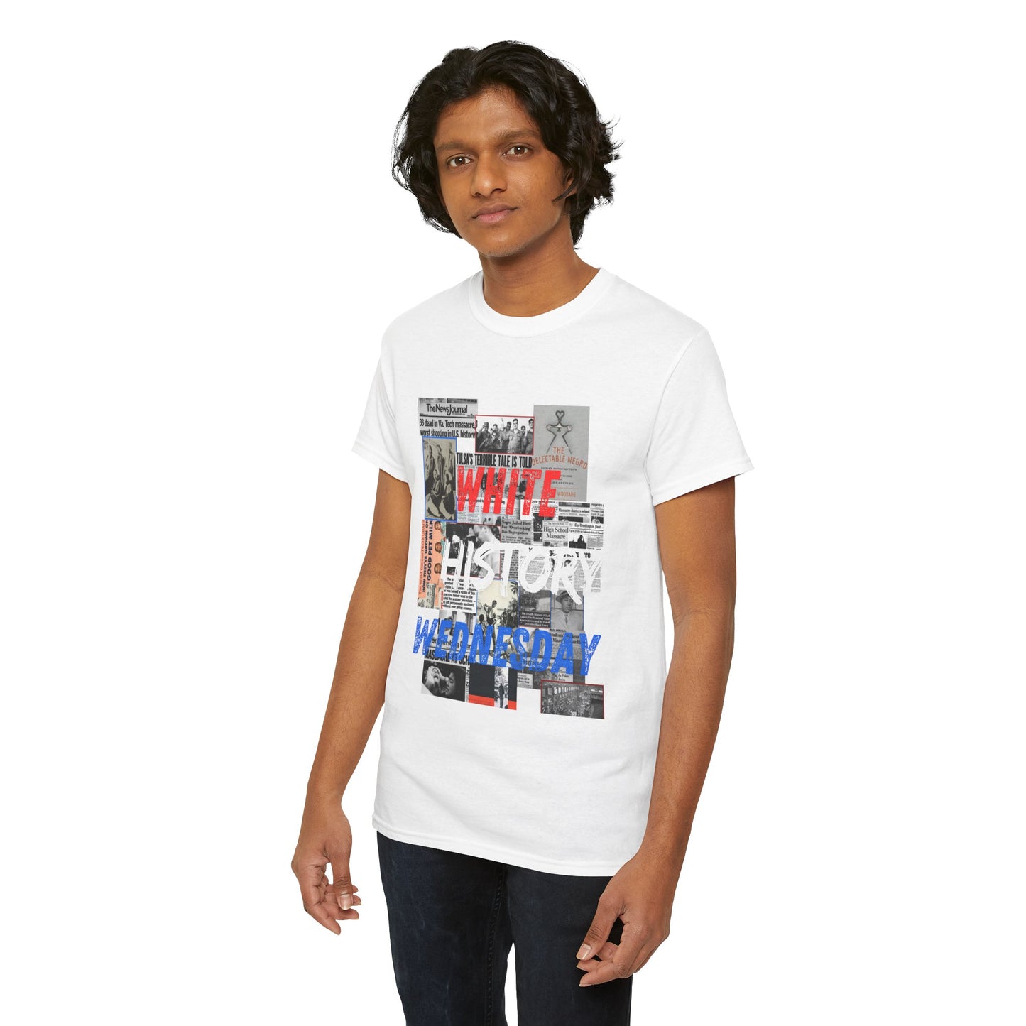 Unisex Heavy Cotton Tee - "White History Wednesday" Graphic Tee for Awareness & Activism