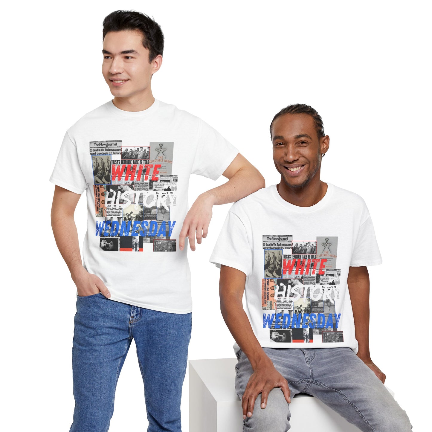 Unisex Heavy Cotton Tee - "White History Wednesday" Graphic Tee for Awareness & Activism