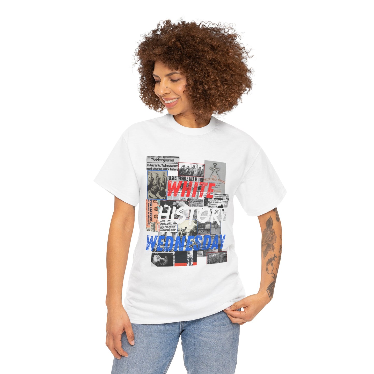 Unisex Heavy Cotton Tee - "White History Wednesday" Graphic Tee for Awareness & Activism